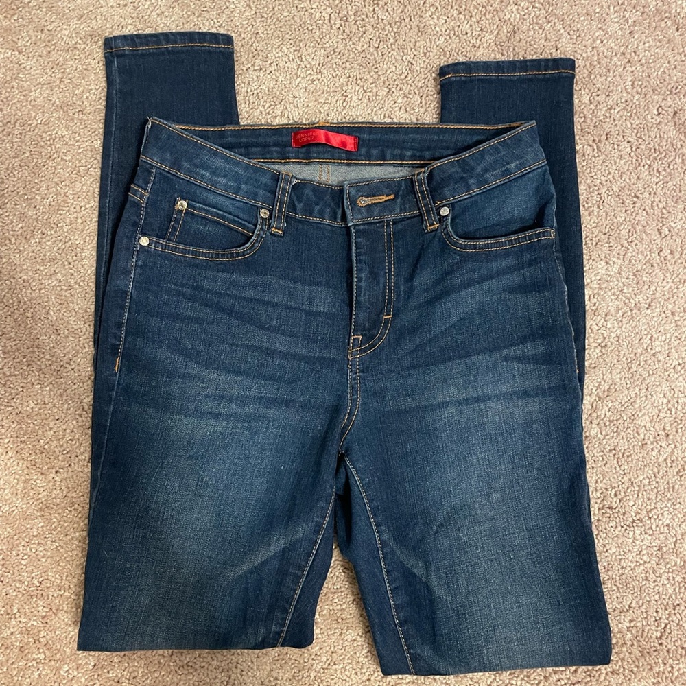 Jlo dark wash skinny jeans